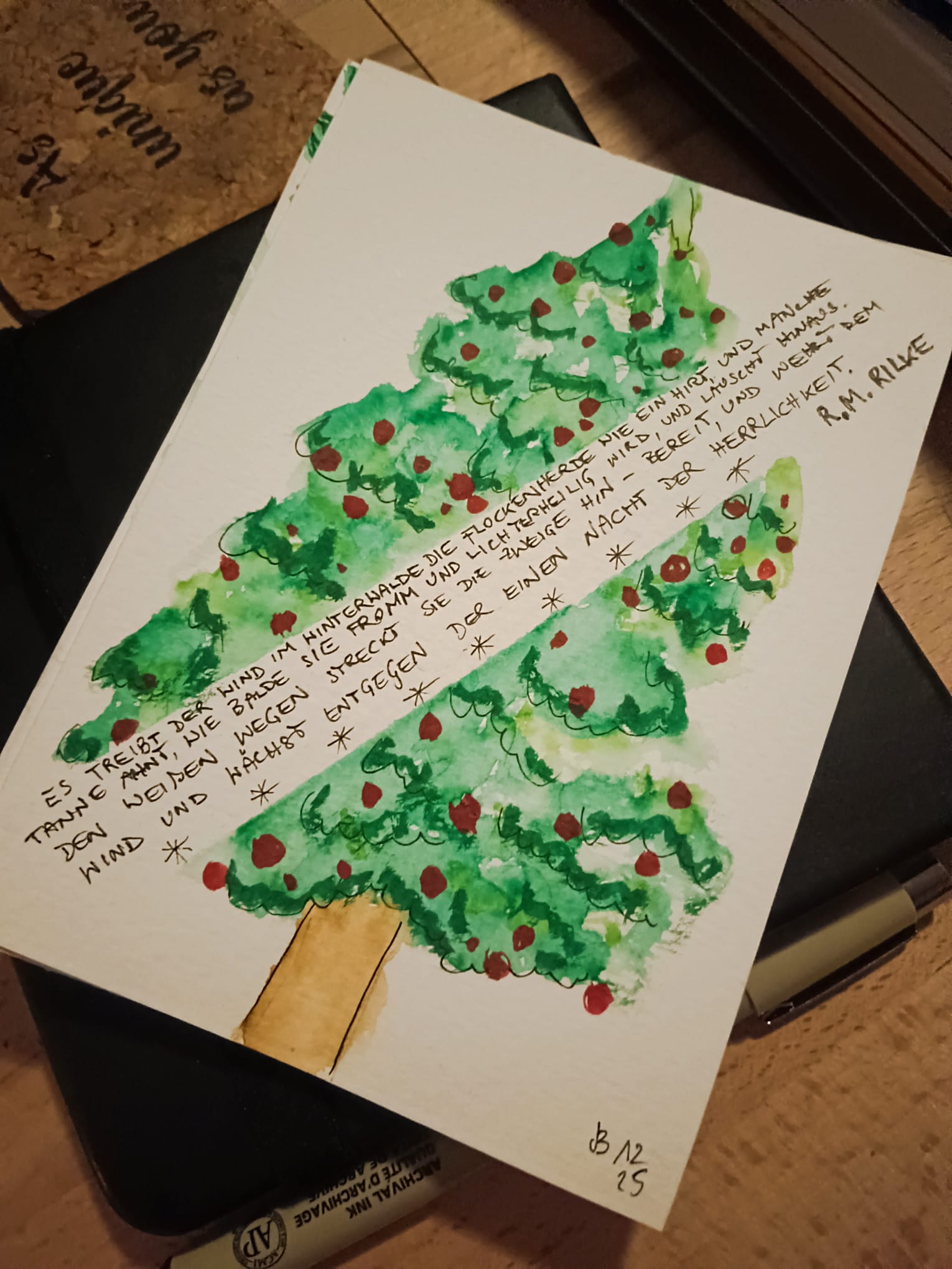 Brush pens, Aquarell Farben und mehr in der Weihnachtszeit